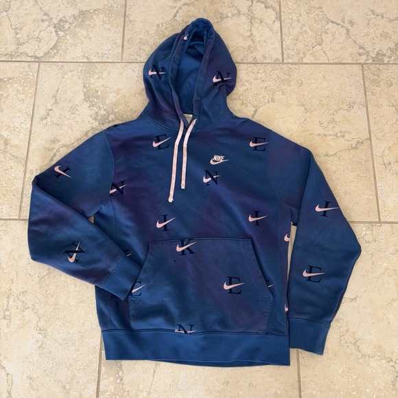 Nike Other - Nike Hoodie Mens small Blue Club Fleece Allover Print Pullover DZ3046-407 Spots
